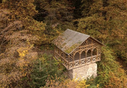 Die Balduinshütte thront über dem Liesertal, © Eifel Tourismus GmbH Die Balduinshütte thront über dem Liesertal, © Eifel Tourismus GmbH