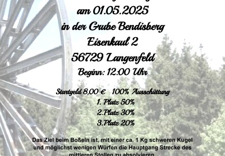 Plakat 1. Meisterschaft im Boßeln in der Grube, © Bergmannshütte/ Michael Schomisch Plakat 1. Meisterschaft im Boßeln in der Grube, © Bergmannshütte/ Michael Schomisch