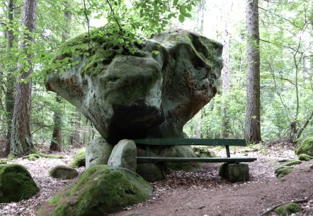 Het opvallende rotsblok dat bekend staat als het "offeraltaar", © Felsenland Südeifel Tourismus GmbH, Elke Wagner Het opvallende rotsblok dat bekend staat als het "offeraltaar", © Felsenland Südeifel Tourismus GmbH, Elke Wagner