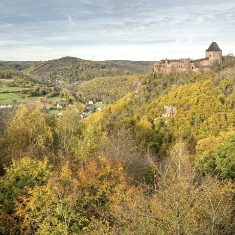 Vue sur le château de Nideggen et la vallée de la Roer, © Eifel Tourismus GmbH, Dominik Ketz