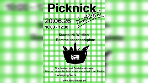 A poster for a plastic-free picnic on June 20, 2026, in Wittlich City Park. There is a children's program and information on food and drinks.