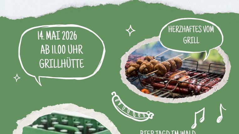 A poster for the Highland Games for Father's Day in Hüttingen. There will be an after-work beer and a steel dart tournament on May 17, followed by the Highland Games on May 18.