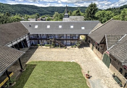 Courtyard of Blens Castle with a view of the apartments