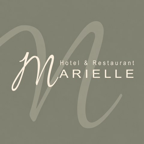 The image shows the logo of a hotel and restaurant called "Marielle". It has an elegant font on a simple background.