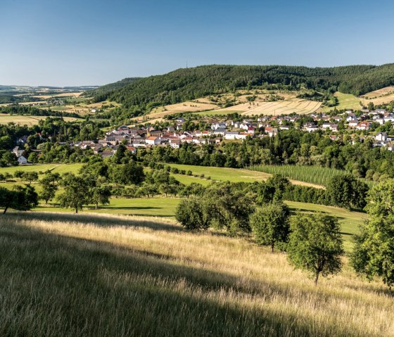Vallée de la Prüm avec culture du houblon et prés-vergers près de Holsthum, © Eifel Tourismus GmbH, D. Ketz