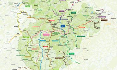Eine Grafik mit Radwegen in der Eifel