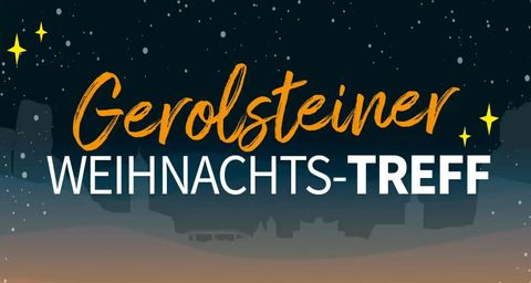 Ein festliches Logo für den Gerolsteiner Weihnachts-Treff. Es zeigt eine winterliche Atmosphäre mit Sternen und einer ruhigen Skyline.