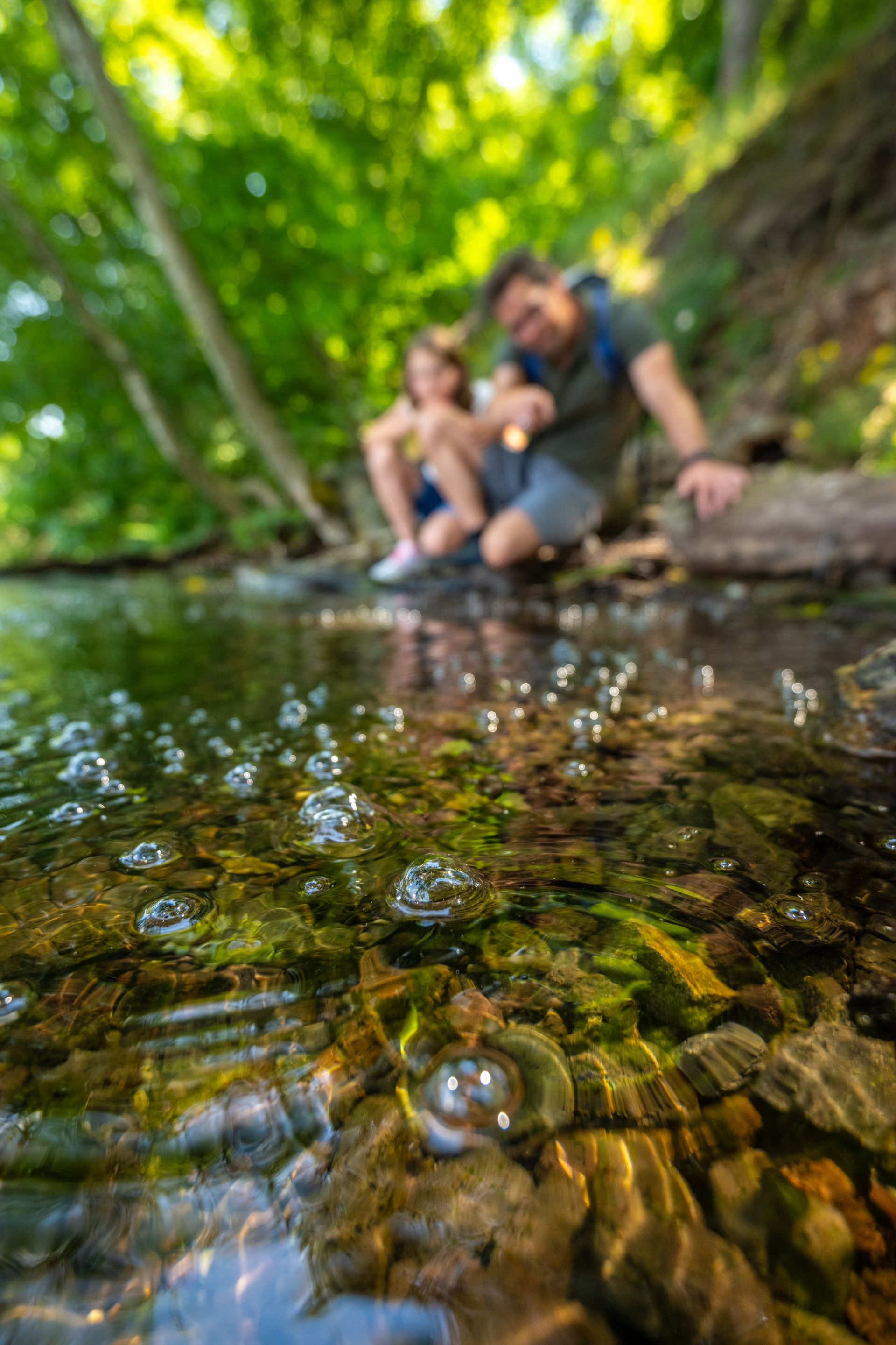 Aufsteigende Gasbläschen im Laacher See