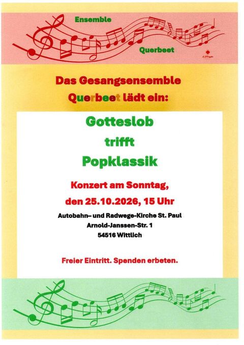 Ein Plakat für eine Lesung in der Autobahn- und Radwegekirche St. Paul. Die Veranstaltung findet am 6. Juni um 19 Uhr mit Pater Stephan Senge statt.