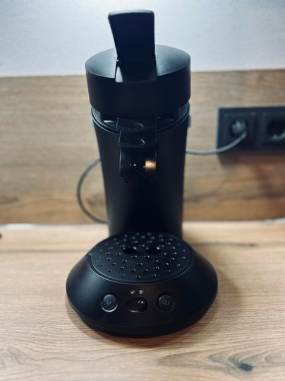 A black coffee machine.