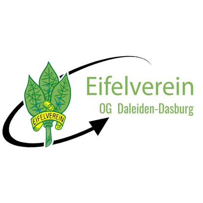 Ein Logo des Eifelvereins mit grünen Blättern und einem Schriftzug. Es repräsentiert die Ortsgruppe Daleiden-Dasburg.