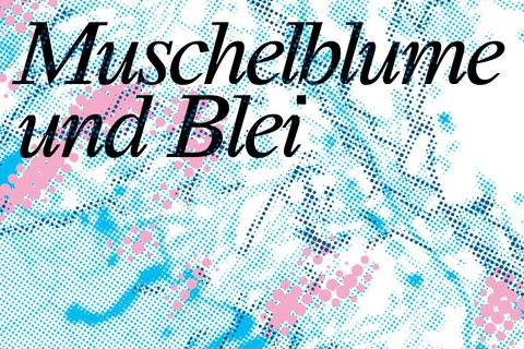 A creative design titled "Shell Flower and Lead". The colors blue and pink are dominant and create an interesting optical effect.