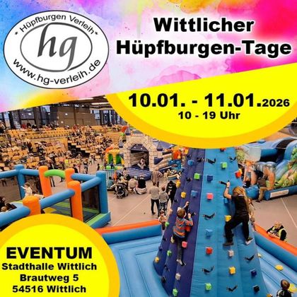 The Wittlich Bouncy Castle Days will take place from January 10 to 11, 2026, at the Stadthalle Wittlich. There will be numerous bouncy castles and activities for children.