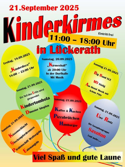 Colorful poster for the children's funfair with colorful balloons