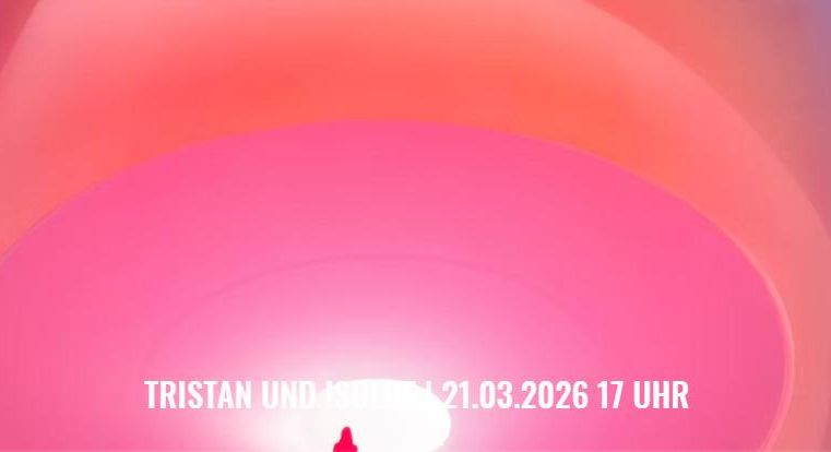 Une représentation abstraite avec des dégradés de couleurs doux en rose et blanc. En bas de l'image, se trouve le texte : "TRISTAN ET ISOLDE 21.03.2026 17 H".