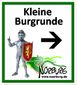 Trail marker for the Small Castle Tour in Nürburg with a knight and an arrow pointing to the right.