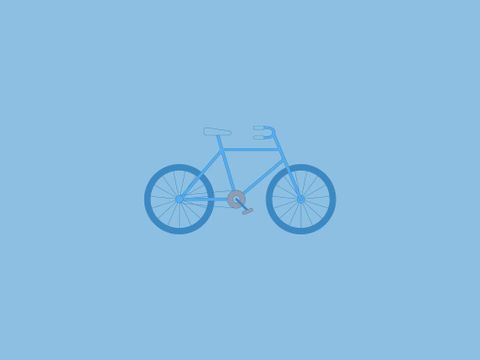 A gray bicycle on a light blue background. The bicycle has simple lines and a minimalist style.
