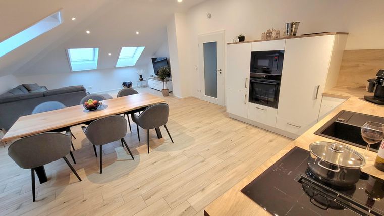 Living-dining area of the apartment "Hohe Acht".