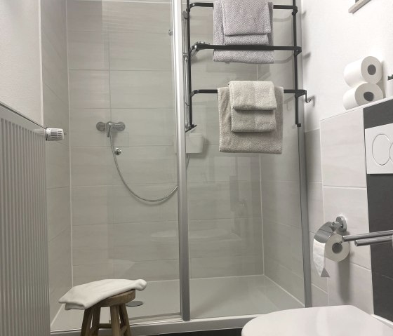 Dusche mit Waschbecken und WC, © Petra L.