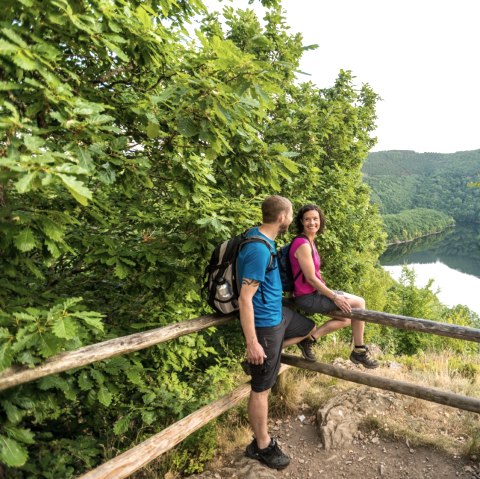 Rur-Olef route: uitzicht op de Urft-stuwdam in het Nationaal Park Eifel, © Eifel Tourismus GmbH, D. Ketz