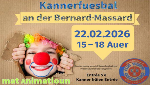 Ein fröhlicher Clown lacht aus einer Kiste. Die Veranstaltung zum Kinderfasching findet am 22. Februar 2026 statt.