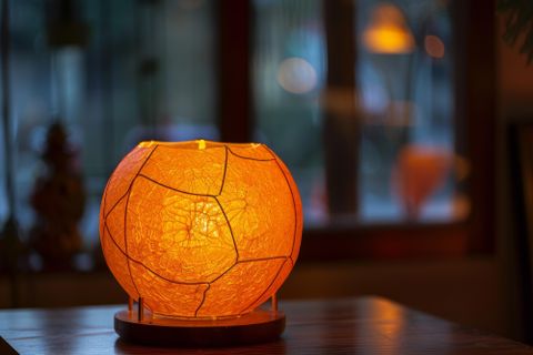 Orangefarbene runde Tischlaterne