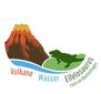 Logo mit Vulkan, Wasser und Dinosaurier-Silhouette, beschriftet mit 'Vulkane', 'Wasser', 'Eifelosaurus rund um Oberbettingen'.