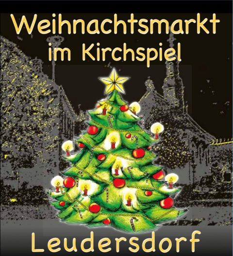 Ein festlicher Weihnachtsmarkt mit einem geschmückten Weihnachtsbaum. Veranstaltungsort ist Leudersdorf am 02. und 03. Dezember 2023.