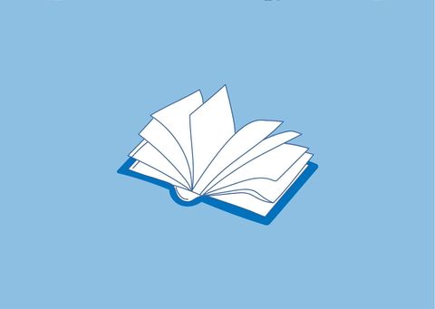 A simple, open book on a blue background. The pages are depicted in white and provide a clear, modern impression.