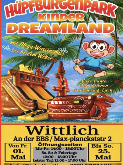 Eine bunte Grafik für die "Hüpfburgen Tage" im Eventum Wüttlich. Die Veranstaltung findet vom 10. bis 11. Januar 2026 statt.