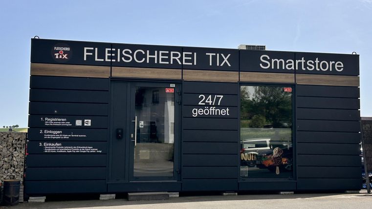Conteneur d'achat de la boucherie Tix, vue de face