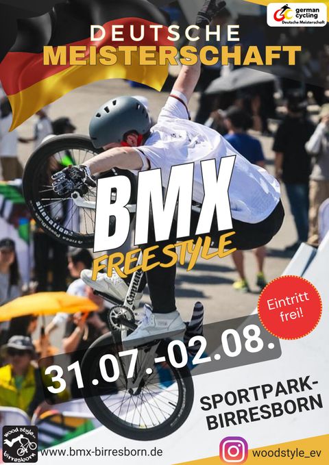 Un rider de BMX présente une performance freestyle spectaculaire. L'événement se déroulera du 31 juillet au 2 août au parc sportif de Birresborn.