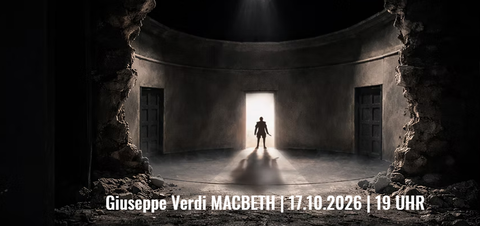 A dramatic scene with a silhouetted person in a round, dark environment. In the background, a bright door is visible, creating an interesting contrast.