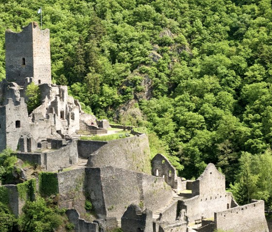 Randonnée sur le sentier VulkaMaar : Le château bas de Manderscheid, © Rheinland-Pfalz Tourismus GmbH - D. Ketz