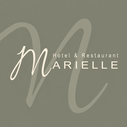 The image shows the logo of a hotel and restaurant called "Marielle". It has an elegant font on a simple background.