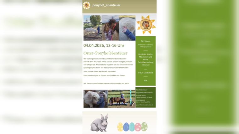 Een evenementaankondiging met informatie over therapie met dieren. De tekst bevat datum en tijd evenals foto's van dieren.
