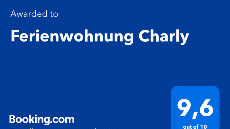 Eine Auszeichnung für die Ferienwohnung Charly mit einer Bewertung von 9,6 von 10. Die Auszeichnung stammt von Booking.com für die Traveller Review Awards 2026.