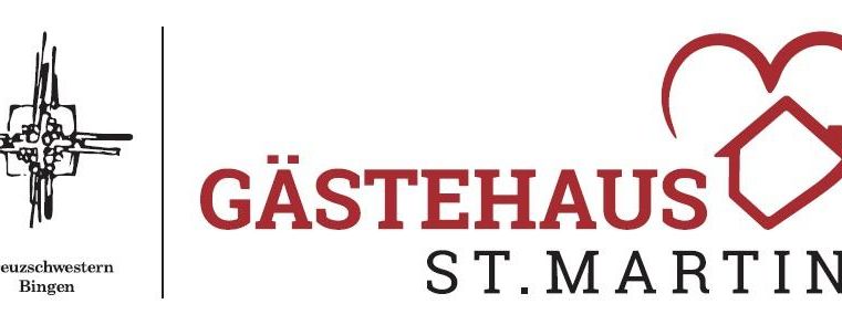 A logo of the St. Martin guesthouse with the title "Guesthouse" in red writing. Below is a stylized representation of a house and two hearts.