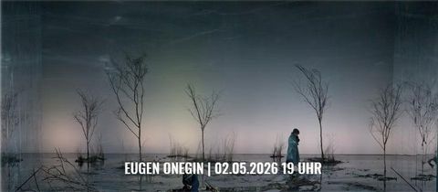 A melancholic scene with bare trees and an expansive, empty landscape. In the background stands a figure in a long dress, enhancing the silence of the surroundings.