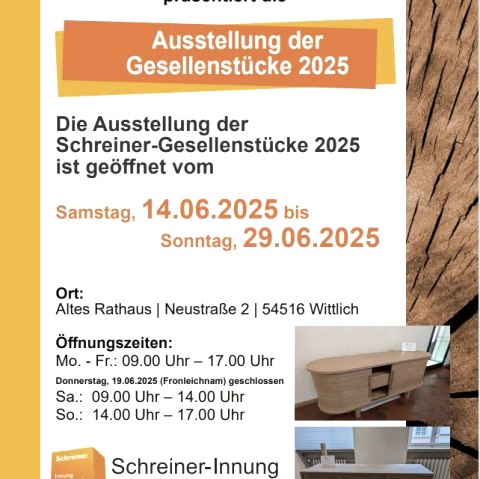 Ausstellung Schreinerei Innung Gesellenstücke 2025