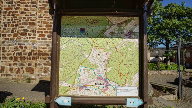 Übersichtskarte der Wanderwege um Herresbach