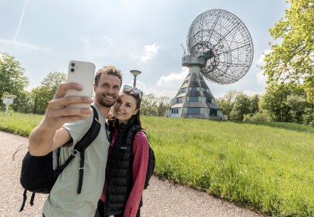 Radiotelescoop Astropeiler Stockert op de EifelSchleife Van sterren en Romeinen, © Eifel Tourismus GmbH, AR-shapefruit AG