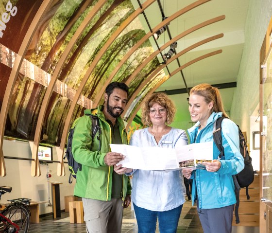 De Höfen Nationaal Park poort ligt langs de dorpsroute met een tentoonstelling en informatie., © Eifel-Tourismus GmbH, Dominik Ketz