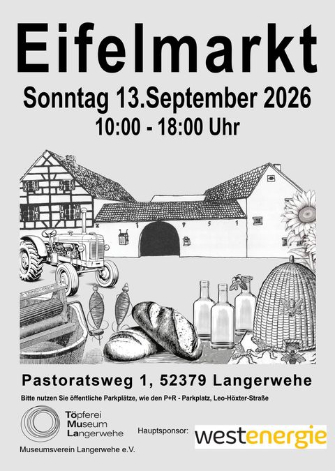 Affiche du marché de l'Eifel à l'intérieur et aux alentours du musée de la poterie