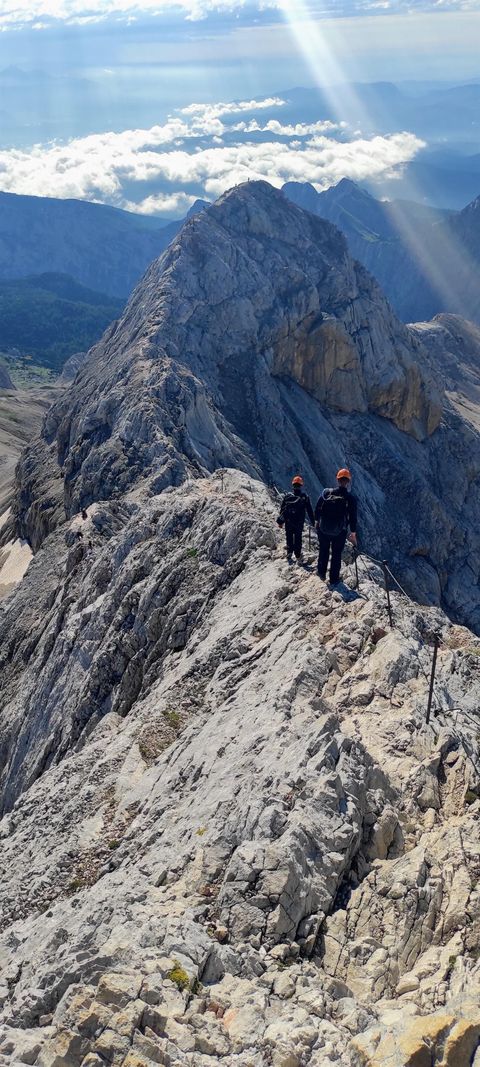Mountain ridge with blue sky