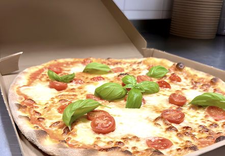 Pizza mit Tomaten, Büffelmozzarella und Basilikum, © Toni`s Pastaria