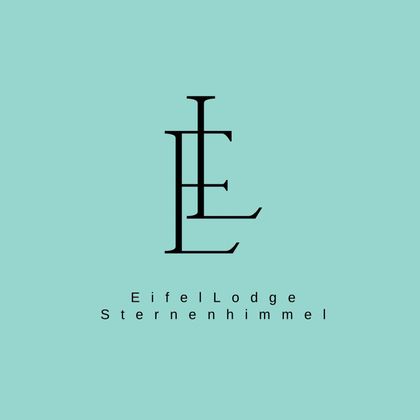 Un logo moderne de l'EifelLodge avec l'inscription "Sternenhimmel". Le design est simple et élégant sur un fond monochrome.