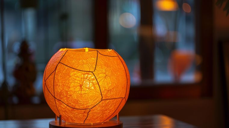 Orangefarbene runde Tischlaterne