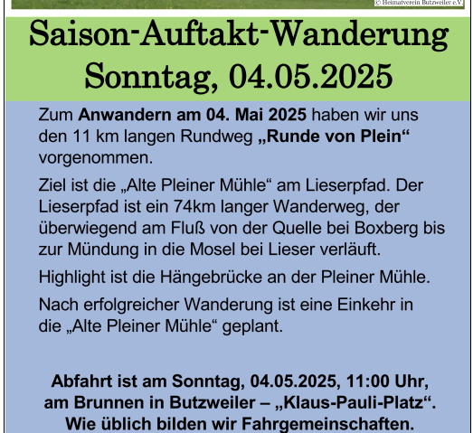 Wandelen, © Heimatverein Butzweiler e.V.